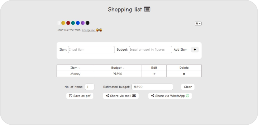 Shopping list App